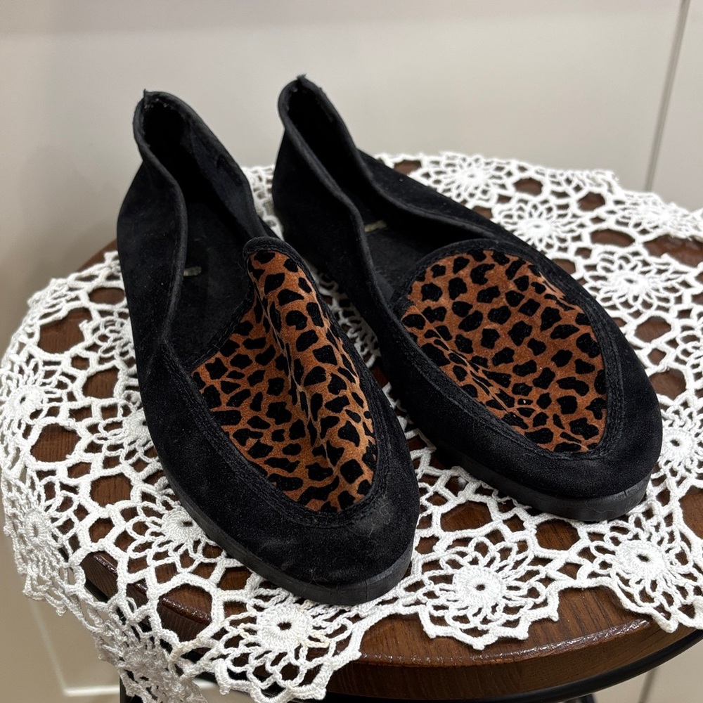 Leopard Print Black Loafers